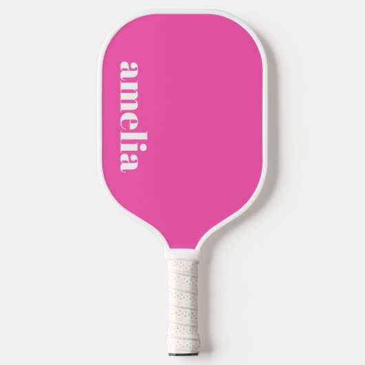 Modern heet roze monogram pickleball paddle (Voorkant)