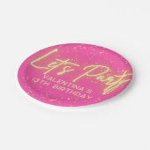 Modern Heet Roze Neon Gloeiend Laten we Feest Verj Papieren Bordje (Gekanteld)