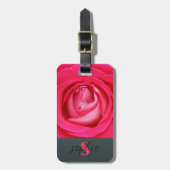Modern heet roze roos met naam bagagelabel (Voorkant verticaal)