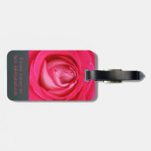 Modern heet roze roos met naam bagagelabel (Achterkant horizontaal)
