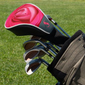 Modern heet roze roos met naam golfheadcover