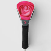 Modern heet roze roos met naam golfheadcover (Voorkant)
