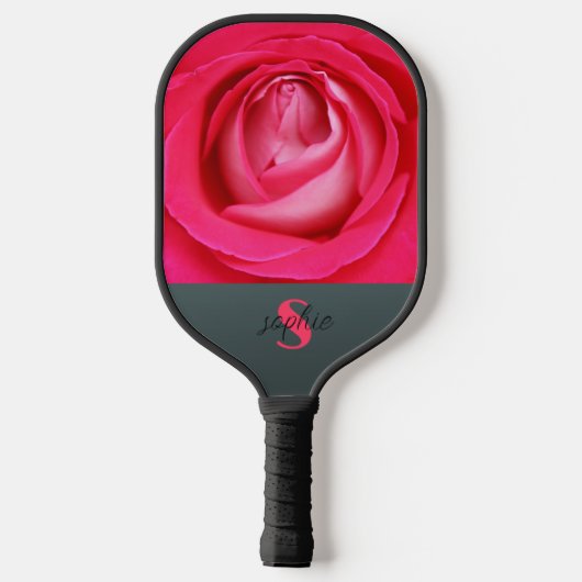 Modern heet roze roos met naam Pickleball Paddle (Achterkant)