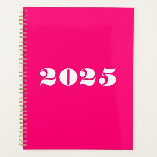 Modern heet roze vet typografie op maat jaar planner (Voorkant)