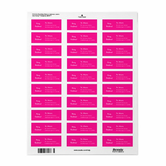 Modern heet roze vrolijk kerst retour adres etiket (Full Sheet)