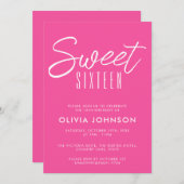 Modern Heet Roze Zoet Zestien 16e verjaardag Kaart (Voorkant / Achterkant)