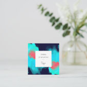 Modern Helder Abstract blauw Geschilderd Patroon Vierkante Visitekaartje (Staand voorkant)