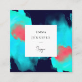 Modern Helder Abstract blauw Geschilderd Patroon Vierkante Visitekaartje (Voorkant)