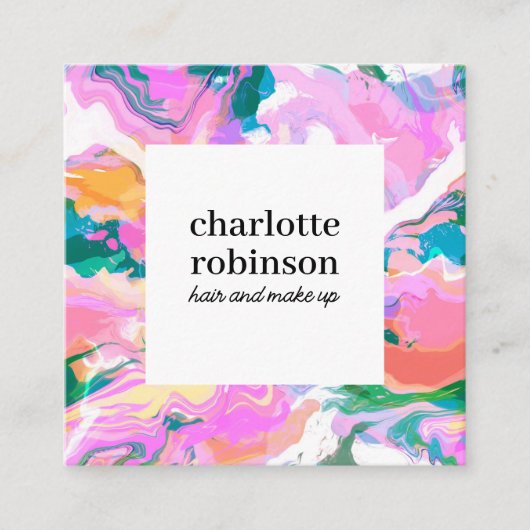 Modern, helder, Abstract, gekleurd marmerpatroon Vierkante Visitekaartje (Voorkant)