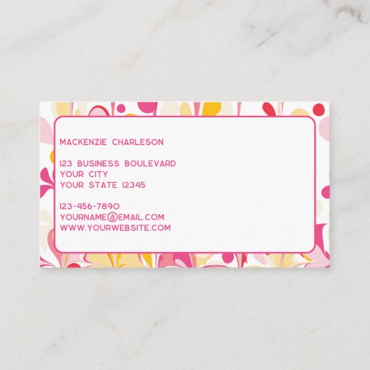 Modern helder Abstract marmeren patroon Visitekaartje (Achterkant)