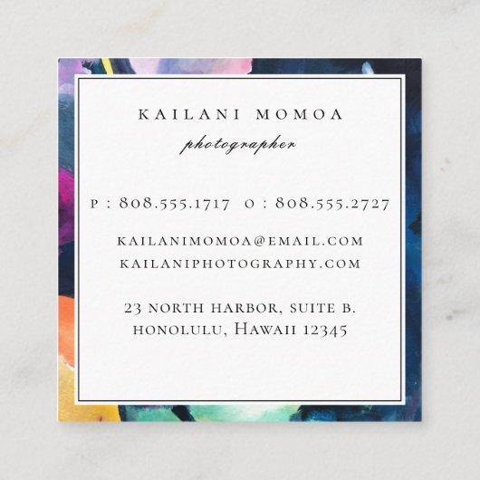 Modern, helder Abstract patroon Vierkante Visitekaartje (Achterkant)