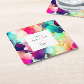 Modern Helder Abstract Roze Geschilderd Patroon Kartonnen Onderzetters (Schuin)