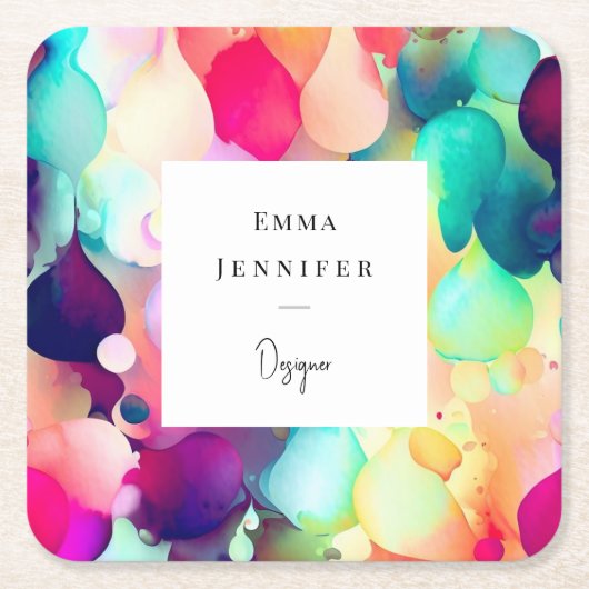 Modern Helder Abstract Roze Geschilderd Patroon Kartonnen Onderzetters (Voorkant)