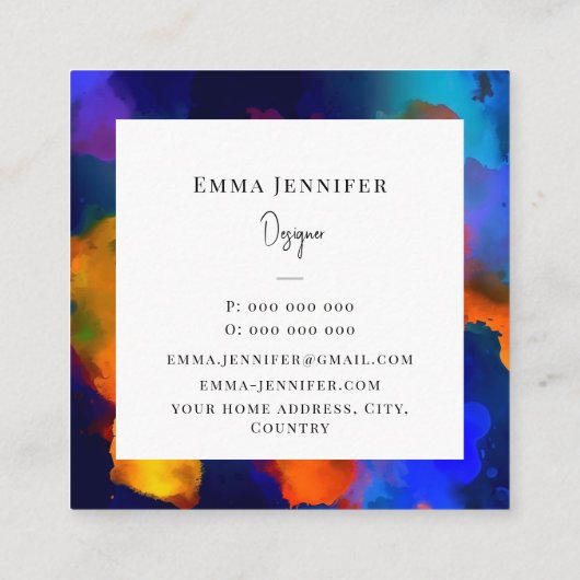 Modern Helder Abstract Roze Geschilderd Patroon Vierkante Visitekaartje (Achterkant)