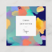 Modern Helder Abstract Roze Geschilderd Patroon Vierkante Visitekaartje (Voorkant)