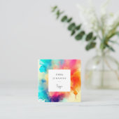 Modern Helder Abstract Roze Geschilderd Patroon Vierkante Visitekaartje (Staand voorkant)