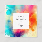 Modern Helder Abstract Roze Geschilderd Patroon Vierkante Visitekaartje (Voorkant)