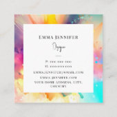 Modern Helder Abstract Roze Geschilderd Patroon Vierkante Visitekaartje (Achterkant)