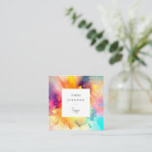 Modern Helder Abstract Roze Geschilderd Patroon Vierkante Visitekaartje (Staand voorkant)