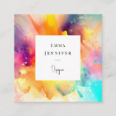 Modern Helder Abstract Roze Geschilderd Patroon Vierkante Visitekaartje (Voorkant)