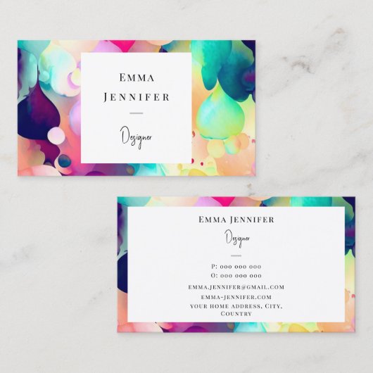 Modern Helder Abstract Roze Geschilderd Patroon Visitekaartje (Voorkant / Achterkant)