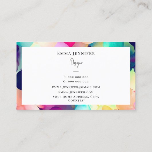 Modern Helder Abstract Roze Geschilderd Patroon Visitekaartje (Achterkant)