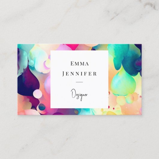 Modern Helder Abstract Roze Geschilderd Patroon Visitekaartje (Voorkant)