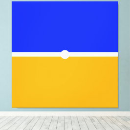 Modern Helder Blauw Vet Geel Gevormd Kleurenblok Canvas Afdruk