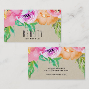 Modern Helder Bloemmotief Bruine Kraft Glam Landel Visitekaartje