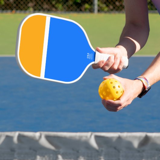 Modern Helder Geel Blauw Wit Groen Kleurenblok Pickleball Paddle (Insitu)