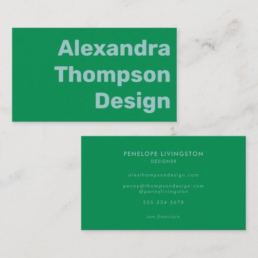 Modern, helder, groen blauw, eenvoudig visitekaartje (Voorkant / Achterkant)