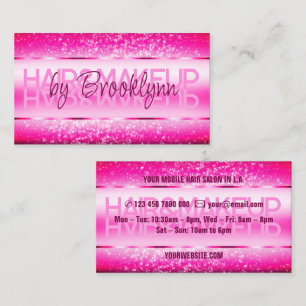 Modern Helder Heet Roze met Glinsterende Glitterst Visitekaartje