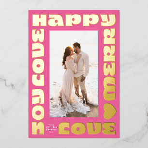 Modern helder kleurrijk   Kerst Blush Een foto Folie Feestdagenkaart