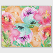 Modern Helder Kleurrijke Bloemen Waterverf Chic Cadeaupapier (Vlak)