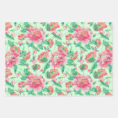 Modern Helder Meisje Roze Bloemen Patroon Inpakpapier Vel (Voorkant 3)