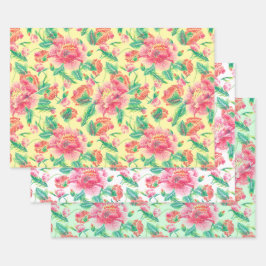 Modern Helder Meisje Roze Bloemen Patroon Inpakpapier Vel