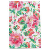 Modern Helder Meisje Roze Bloemen Patroon Medium Cadeauzakje (Voorkant)