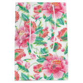Modern Helder Meisje Roze Bloemen Patroon Medium Cadeauzakje (Achterkant)