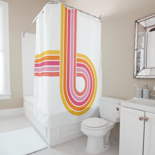 Modern helder meisjesachtig gebogen strepenpatroon douchegordijn (In situ)