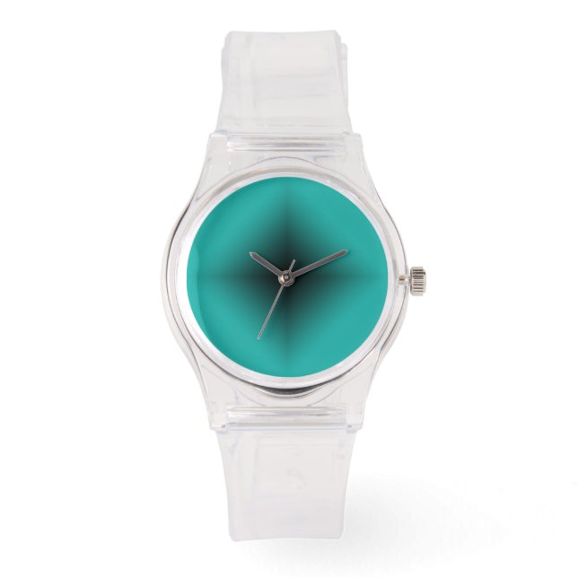 Modern helder met zwarte en turquoise wijzerplaat horloge (Voorkant)
