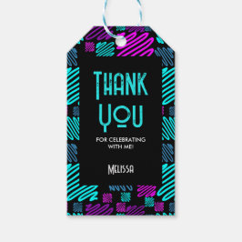 Modern helder neon geometrisch patroon dank u cadeaulabel