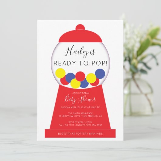 Modern Helder Neutraal Gumball Machine Baby shower Kaart (Staand voorkant)