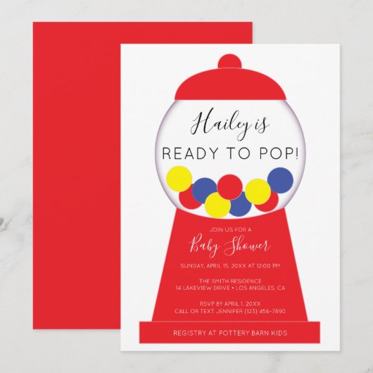 Modern Helder Neutraal Gumball Machine Baby shower Kaart (Voorkant / Achterkant)