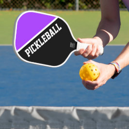 Modern helder Paarse zwarte diagonale kleurenblok Pickleball Paddle