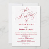 Modern Helder Rood en Wit Eenvoudige Bruiloft Kaart (Voorkant)