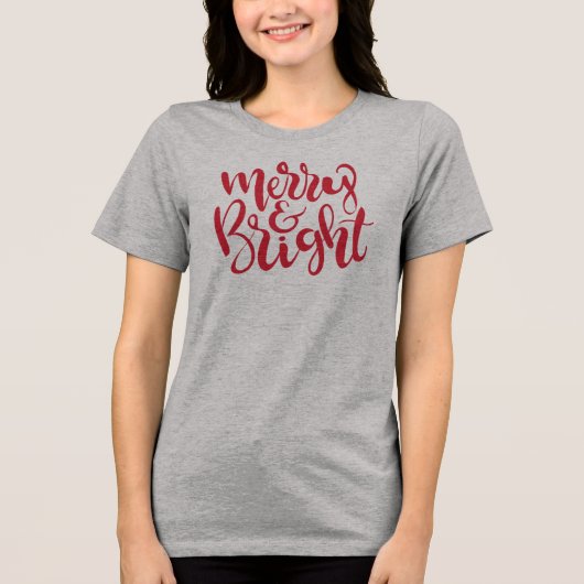 Modern & Helder Rood Modern script Vrouwen Kerstmi Tri-Blend Shirt (Voorkant)