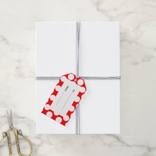 Modern Helder Rood Wit Polka Dots Patroon Cadeaulabel (Met Touw)