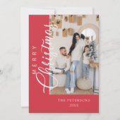 Modern Helder Roze Foto Kerstmis Groet Feestdagenkaart (Voorkant)