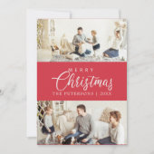 Modern Helder Roze Fotocollage Kerstmis Feestdagenkaart (Voorkant)