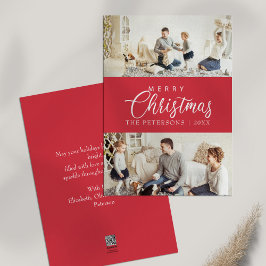 Modern Helder Roze Fotocollage Kerstmis Feestdagenkaart